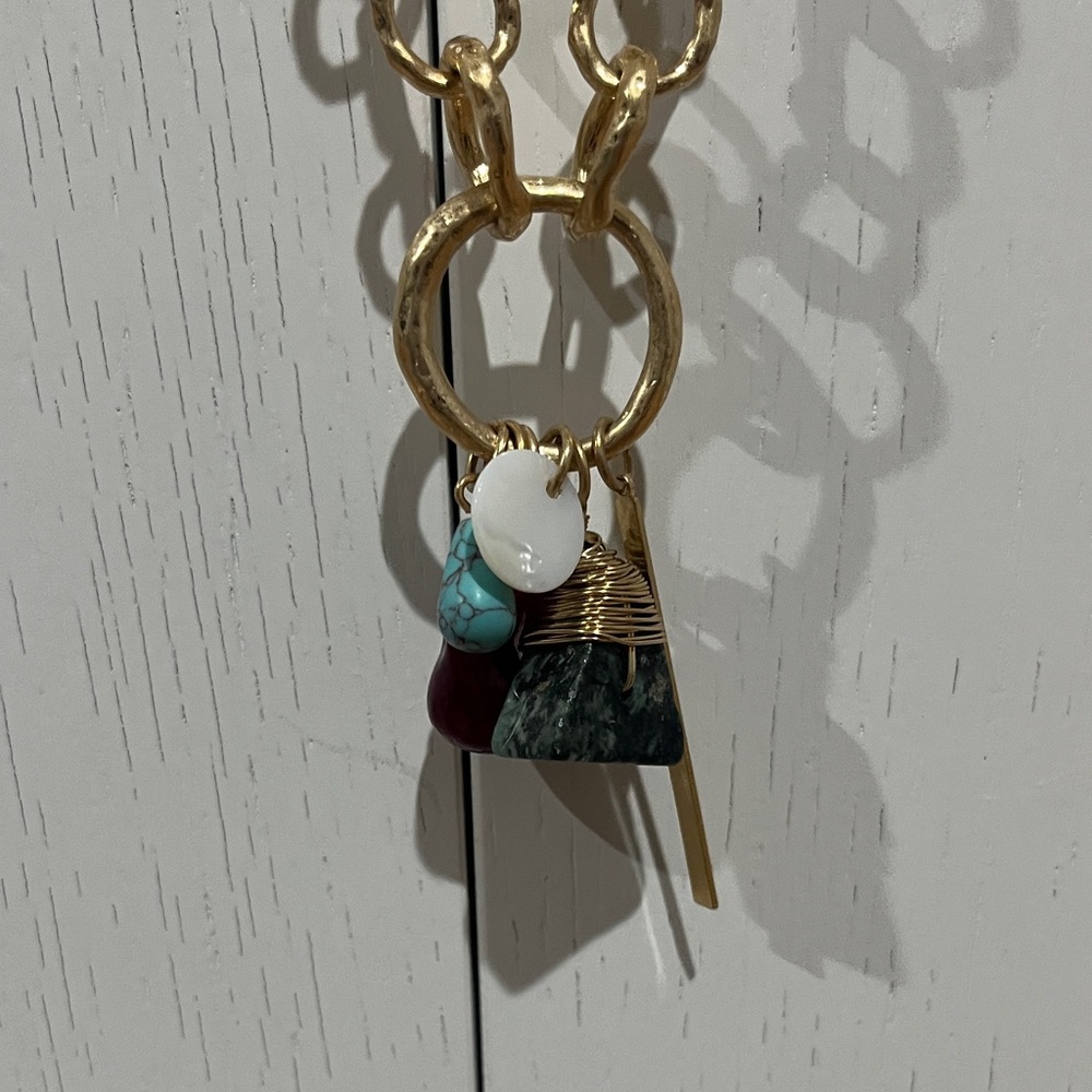 Zara Gold Necklace with Multicolor Pendants